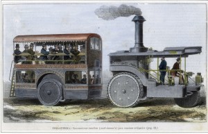 Inglaterra. Locomotora omnibús (road steamer's) para caminos ordinarios